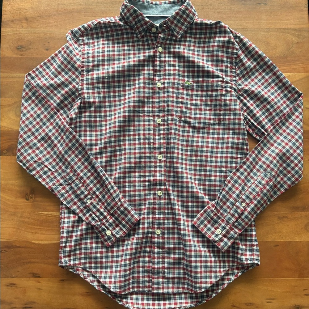 Lacoste Red and Blue Checkered Button-Down Shirt